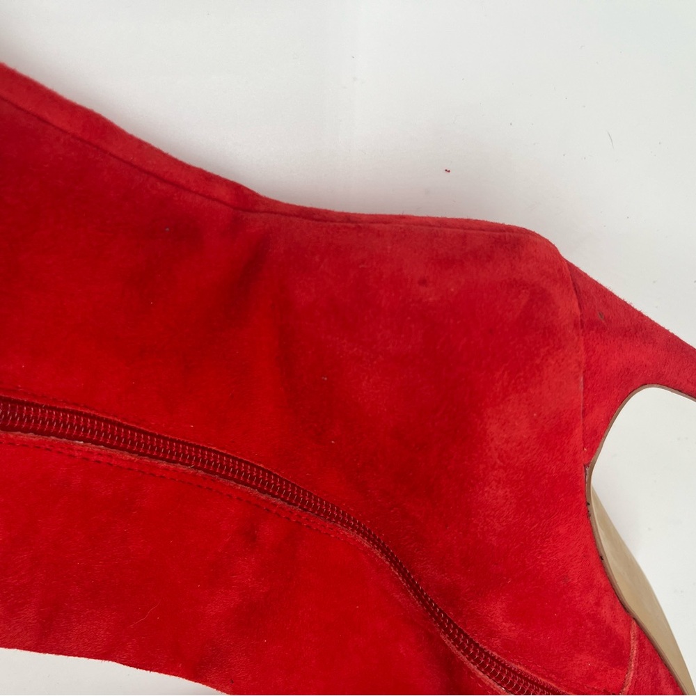 Steve Madden Red Suede Heeled Boots Size 10 M Women Ankle Booties Pointed Toe - Picture 15 of 16
